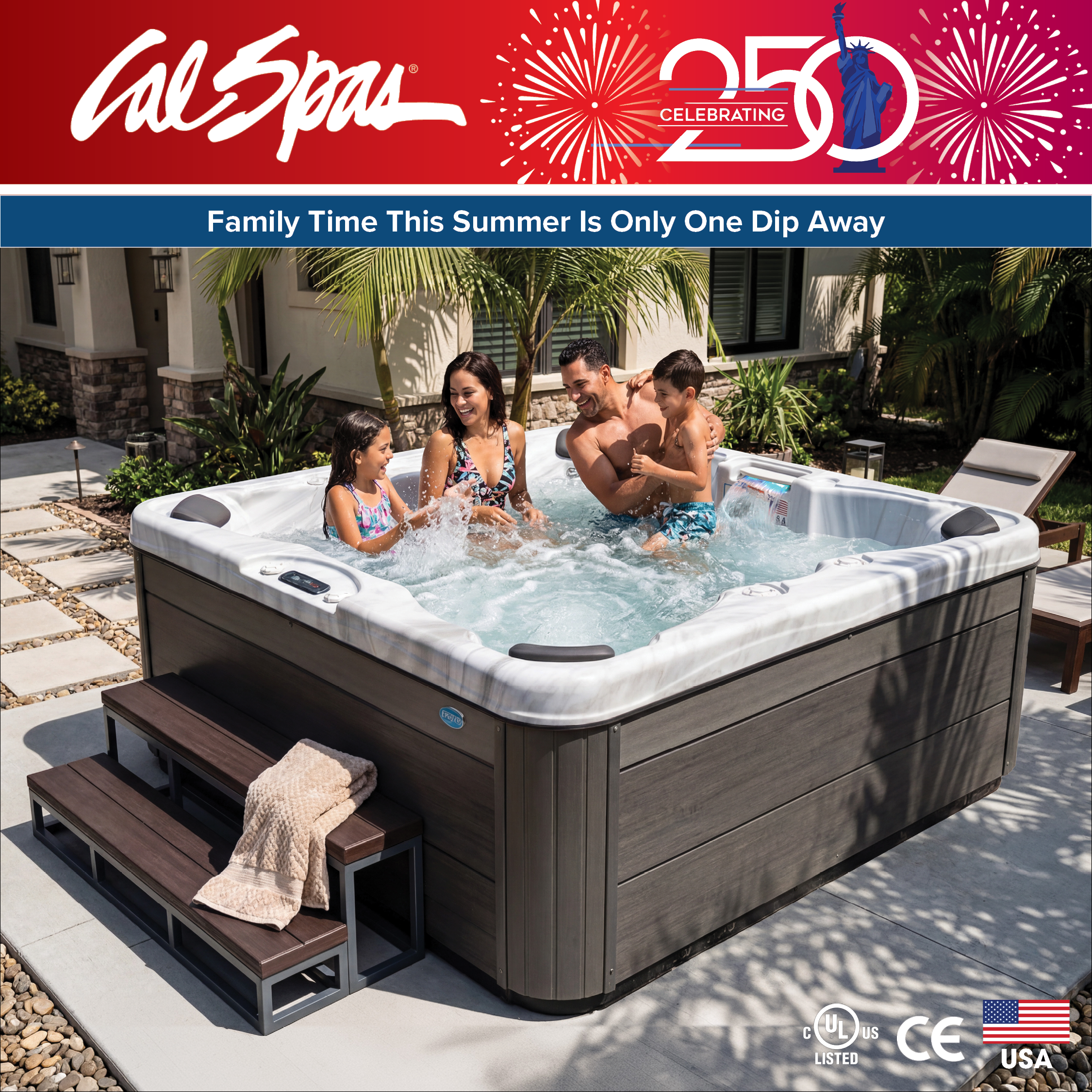 Calspas hot tub being used in a family setting - Portland
